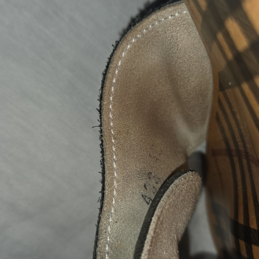 BURBERRY Limited Edition 2004 Wooden Sandals BLACK PLAID Leather Clog size 8 - Picture 10 of 13